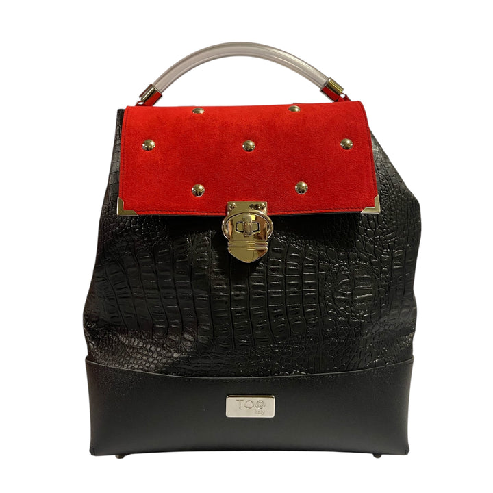 Zaino Tre Terzi Black Croco & Red – Zaino TOOitaly