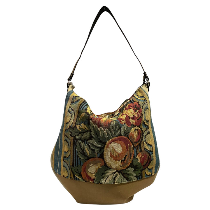 Hobo Maxi TOOitaly Barocco Verde in tessuto jacquard - Borsa grande, leggera e artigianale Made in Italy.