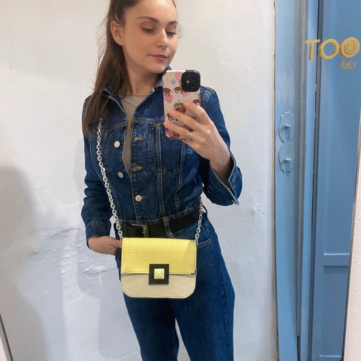 Chicca Maxi Alcantara lime e panna - Messenger Bag con tracolla - Chicca Maxi