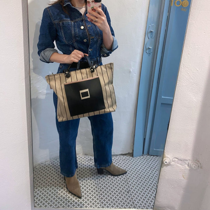 Shopper - Borsa donna a spalla e a mano rafia beige - Shopper