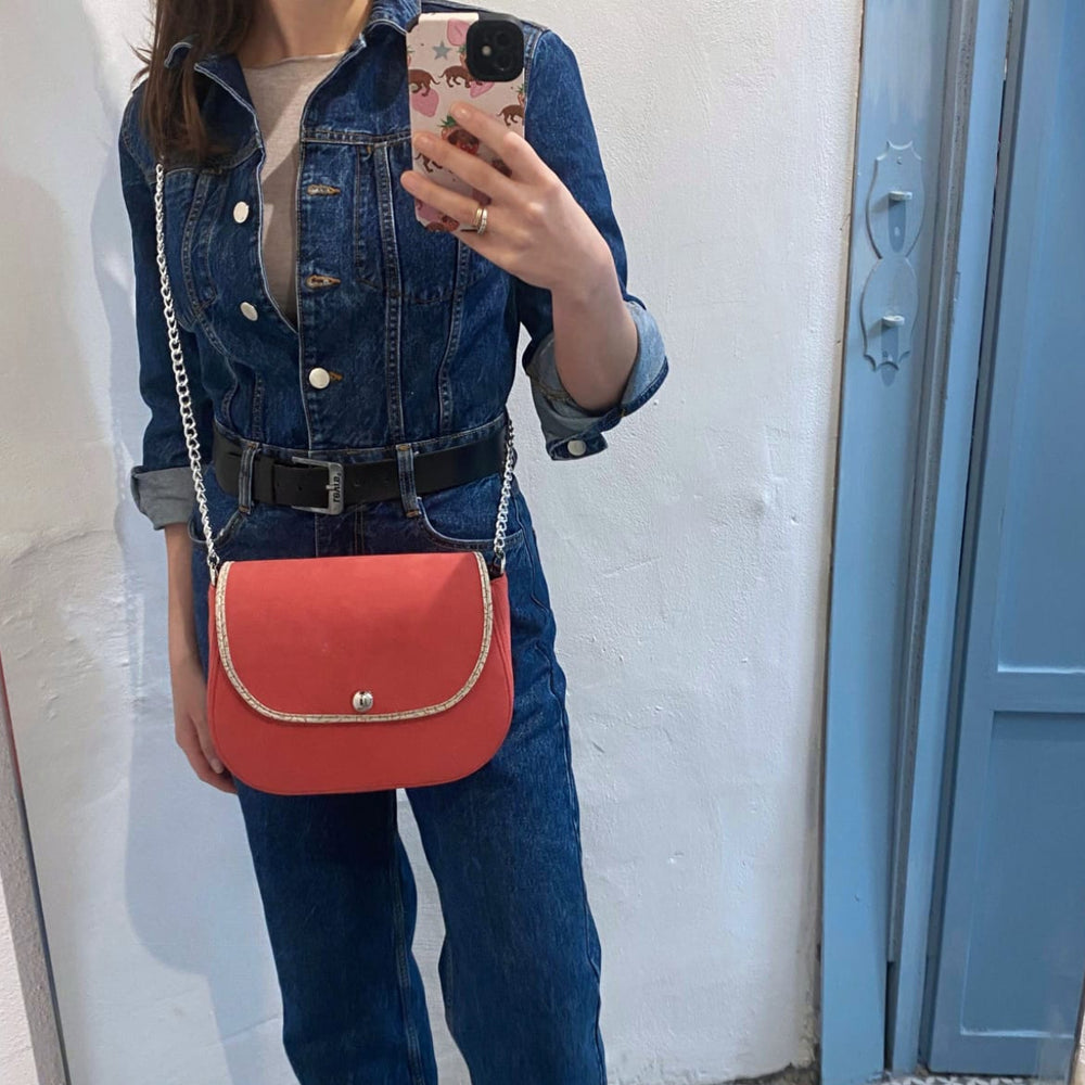 Borsa Everyday - Borsa donna a tracolla alcantara corallo - Everyday