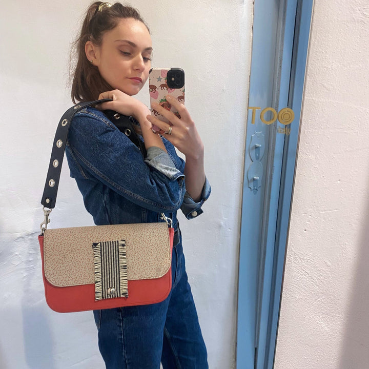 Borsa Ester Maxi - Borsa donna a spalla alcantara corallo - Ester Maxi