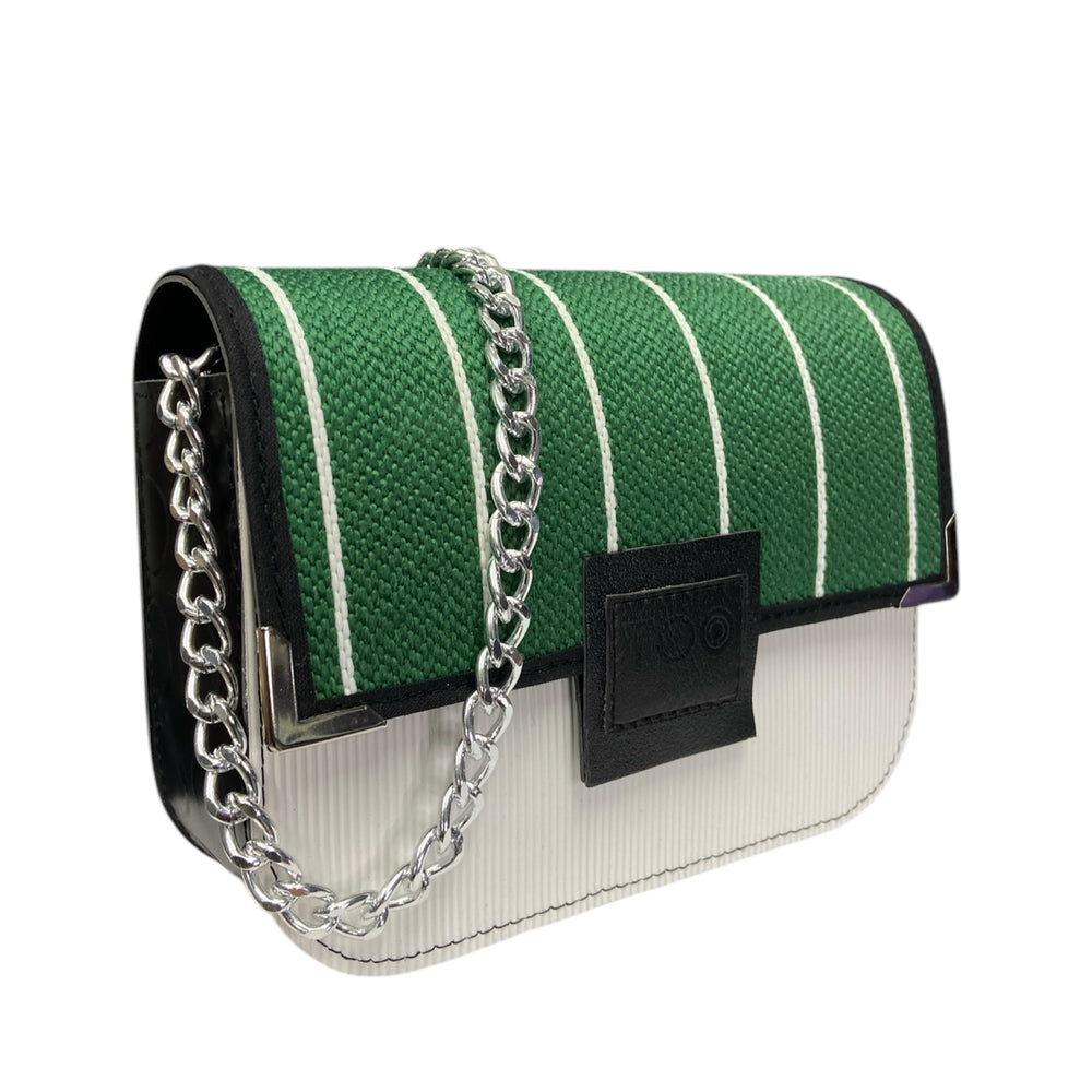 Chicca Maxi Rafia verde e bianca - Messenger Bag con tracolla - Chicca Maxi