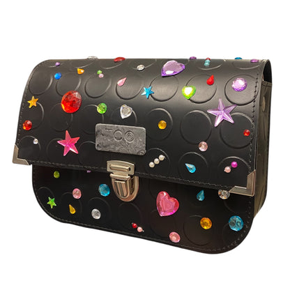 Chicca Maxi Jewels – Borsa in PVC Nero Decorata con Strass