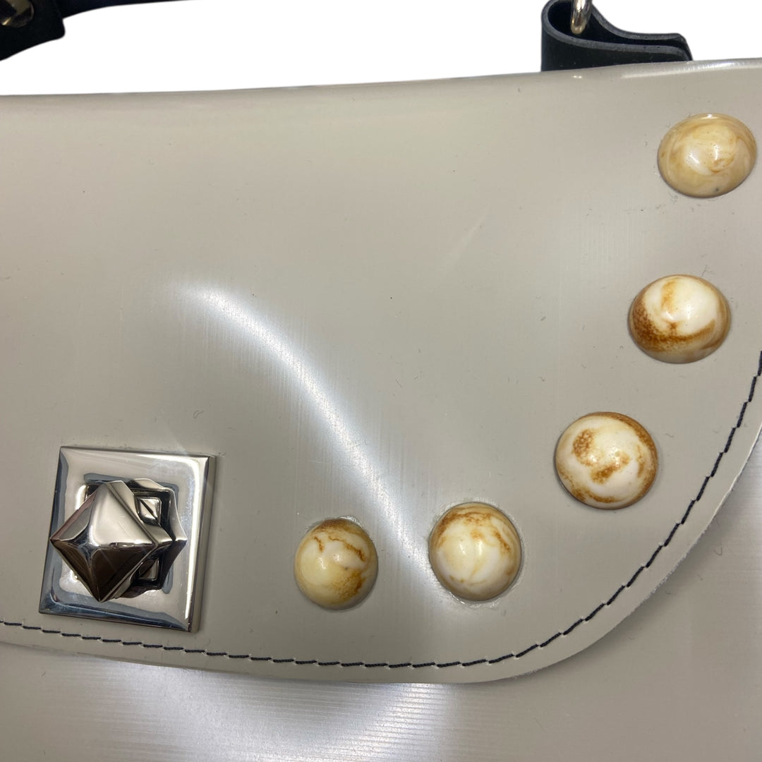 Everyday SecondHand Crema, borsa donna a mano e tracolla con struttura semirigida in pelle vegana, interno foderato in cotone wax