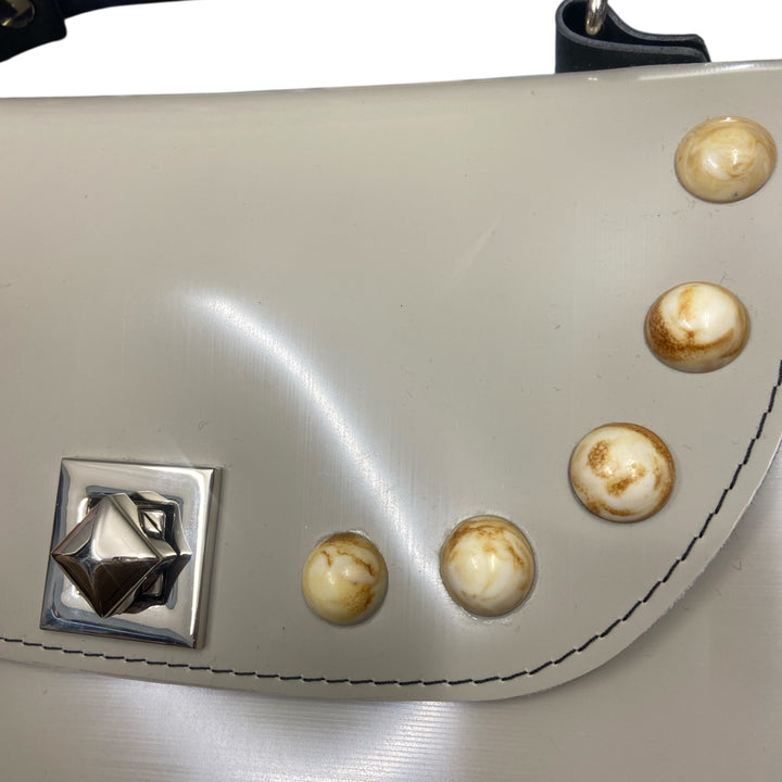 Everyday SecondHand Crema, borsa donna a mano e tracolla con struttura semirigida in pelle vegana, interno foderato in cotone wax