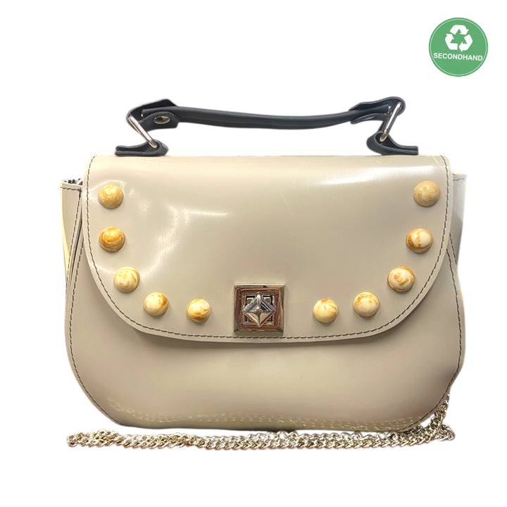 Everyday SecondHand Crema, borsa donna a mano e tracolla con struttura semirigida in pelle vegana, interno foderato in cotone wax