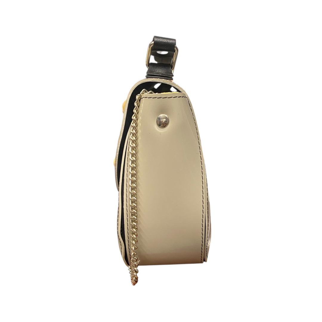 Everyday SecondHand Crema, borsa donna a mano e tracolla con struttura semirigida in pelle vegana, interno foderato in cotone wax