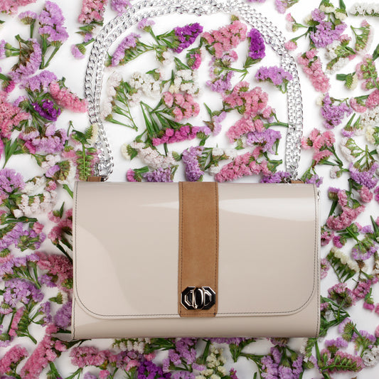 Clutch Maxi Beige & Cuoio - Clutch Maxi
